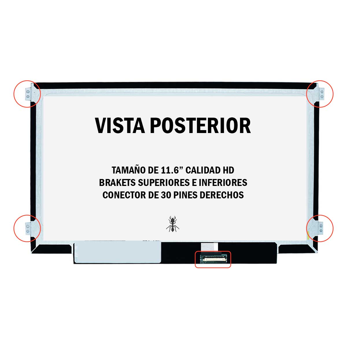 Pantalla de 11.6" Slim 30 Para Laptops Lenovo® HP® Acer® B116xtn02. 30 Pines