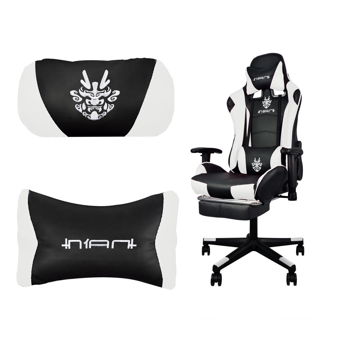 Silla Gamer PRO Blanca con Reposa pies Ergonómica y Reclinable a 180° | Marca Nian