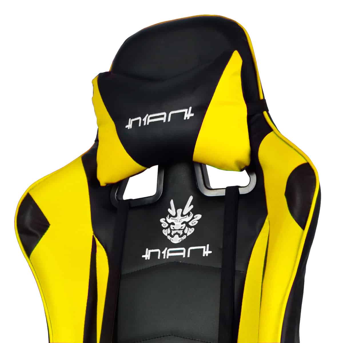 Silla Gamer Amarilla con Reposa pies Ergonómica y Reclinable a 180° | Marca Nian